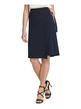 DKNY plus asymmetrical faux wrap skirt in navy (sz16)